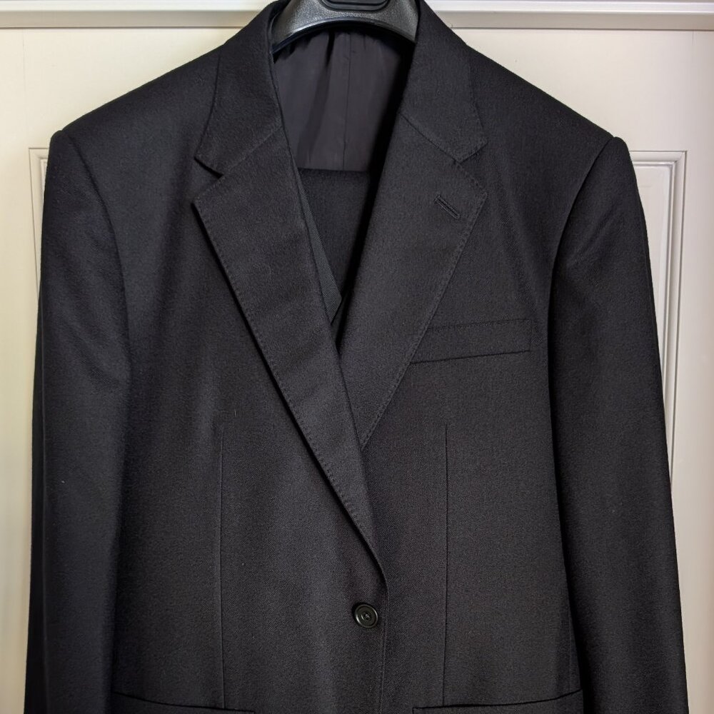 NWOT Lutwyche Savile Row 3-Piece Black Wool Full Canvas Suit England 42R